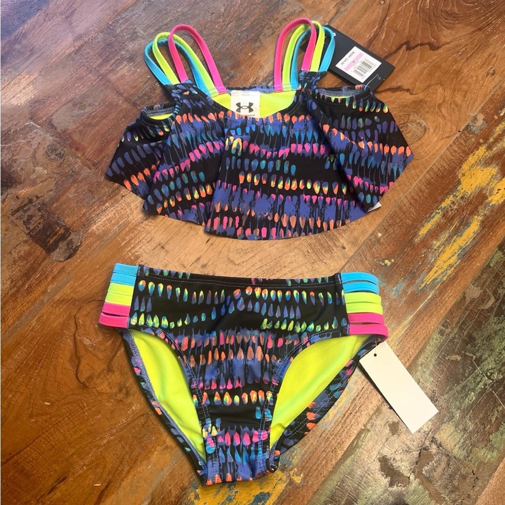 NWT Under Armour Girls 2 Piece Swim Suit